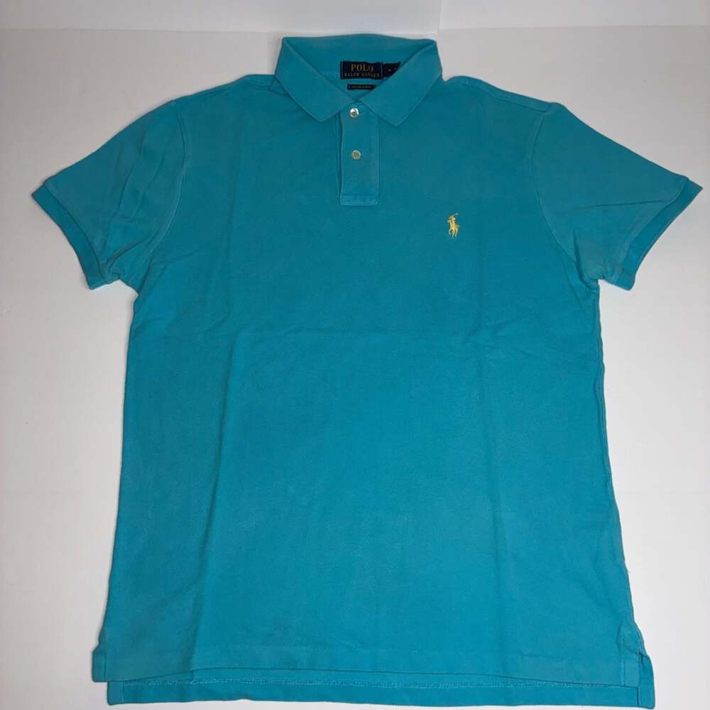 Polo Ralph Lauren Men's Custom Slim Fit Mesh Polo Shirt Teal Blue Size M